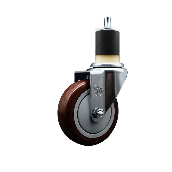 4'' Maroon Poly Wheel Swivel 1-7/8'' Expanding Stem Caster